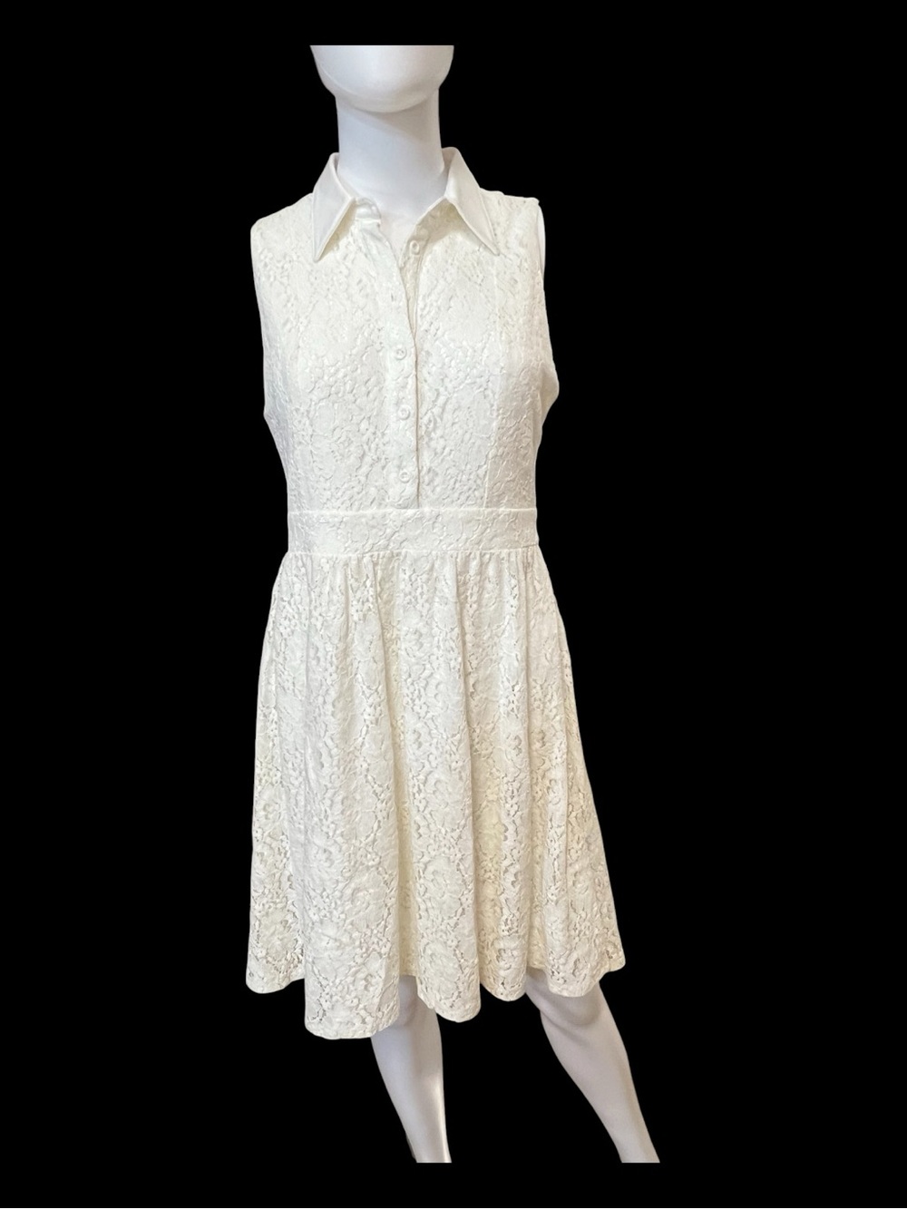 EUC ModCloth Freeway Twee Off White Lace Fit & Flare Dress | Size M